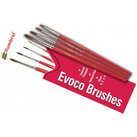 HUMBROL EVOCO BRUSHES - SET 4 PENNELLI - MISURE 0, 2, 4, 6