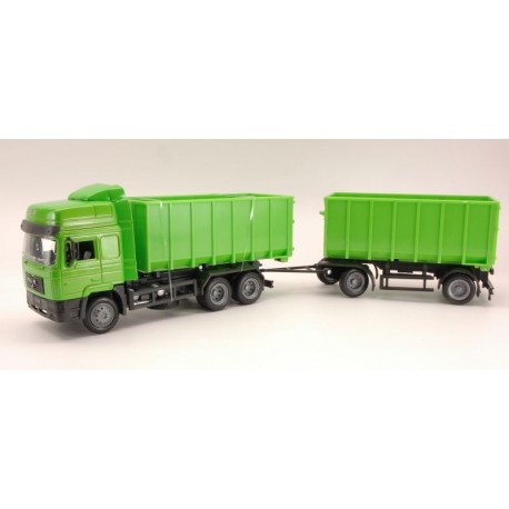 Truck Man F2000 Twin Dump Rimorchio Verde camion new ray scala 1:43