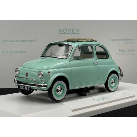 FIAT 500 L 1968 PASTEL BLUE W/SPECIAL BIRTH PACK 1:18 Norev