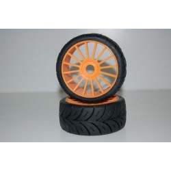 Gomme Bliss rc 1/8 Rally Game GT incollata su cerchio Arancione con esagono 17