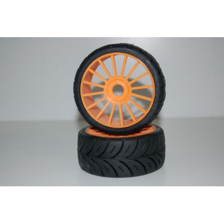 Gomme Bliss rc 1/8 Rally Game GT incollata su cerchio Arancione con esagono 17