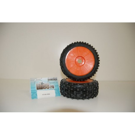 Gomme Bliss rc 1/8 OFF Road Star Pin incollata su cerchio Arancione con esagono 17