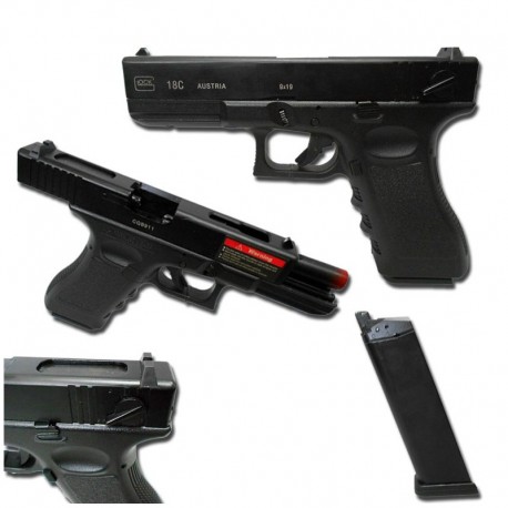 PISTOLA SOFTAIR GLOCK G18 GAS SCARRELLANTE RAFFICA J.G.